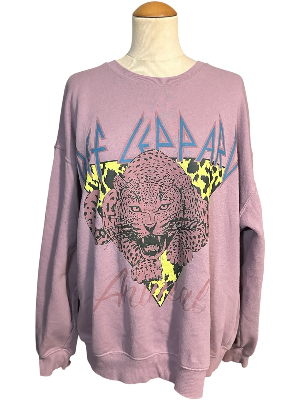 Def Leppard Animal Crewneck Sweatshirt Purple Size XL